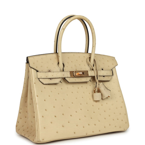 Hermes Birkin 30 Parchemin Ostrich Rose Gold Hardware