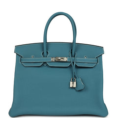 Hermes Birkin 35 Blue Jean Togo Palladium Hardware