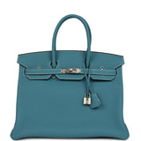 Hermes Birkin 35 Blue Jean Togo Palladium Hardware