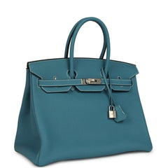 Hermes Birkin 35 Blue Jean Togo Palladium Hardware