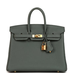 Hermes Birkin 25 Vert Amande Togo Gold Hardware