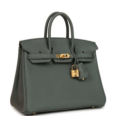 Hermes Birkin 25 Vert Amande Togo Gold Hardware