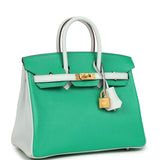 Hermes Special Order (HSS) Birkin 25 Bi-Color Menthe and Bleu Brume Chevre Mysore Brushed Gold Hardware - Thumbnail View 2