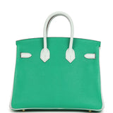 Hermes Special Order (HSS) Birkin 25 Bi-Color Menthe and Bleu Brume Chevre Mysore Brushed Gold Hardware - Thumbnail View 4