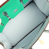 Hermes Special Order (HSS) Birkin 25 Bi-Color Menthe and Bleu Brume Chevre Mysore Brushed Gold Hardware - Thumbnail View 8