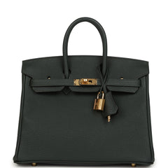 Hermes Birkin 25 Vert Fonce Togo Gold Hardware