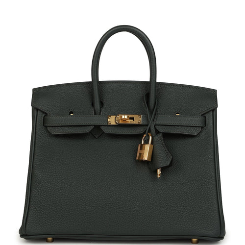 Hermes Birkin 25 Vert Fonce Togo Gold Hardware