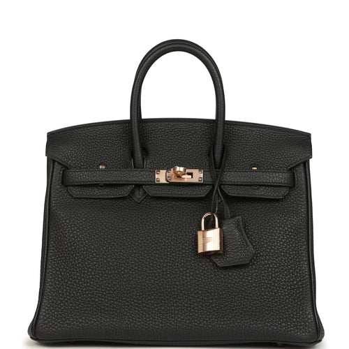 Hermes Birkin 25 Black Togo Rose Gold Hardware