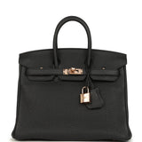 Hermes Birkin 25 Black Togo Rose Gold Hardware