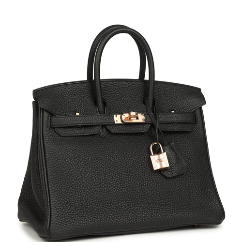 Hermes Birkin 25 Black Togo Rose Gold Hardware