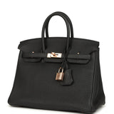 Hermes Birkin 25 Black Togo Rose Gold Hardware