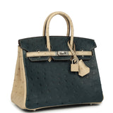 Hermes Special Order (HSS) Birkin 25 Vert Cypress and Parchemin Brushed Palladium Hardware - Thumbnail View 2