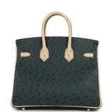 Hermes Special Order (HSS) Birkin 25 Vert Cypress and Parchemin Brushed Palladium Hardware - Thumbnail View 4