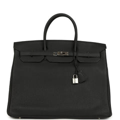 Pre-owned Hermes Birkin 40 Black Togo Palladium Hardware