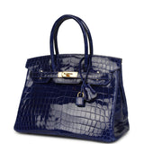 Pre-owned Hermes Birkin 30 Bleu Electric Shiny Niloticus Crocodile Gold Hardware - Thumbnail View 5