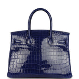 Pre-owned Hermes Birkin 30 Bleu Electric Shiny Niloticus Crocodile Gold Hardware - Thumbnail View 4