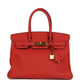 Pre-owned Hermes Birkin 30 Rouge Tomate Togo Gold Hardware