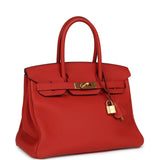 Pre-owned Hermes Birkin 30 Rouge Tomate Togo Gold Hardware