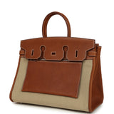 Hermes Birkin 35 A L'Envers Ficelle-Ecru H Dyed Canvas and Fauve Barenia Faubourg Palladium Hardware - Thumbnail View 5