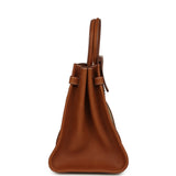 Hermes Birkin 35 A L'Envers Ficelle-Ecru H Dyed Canvas and Fauve Barenia Faubourg Palladium Hardware - Thumbnail View 3