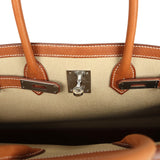Hermes Birkin 35 A L'Envers Ficelle-Ecru H Dyed Canvas and Fauve Barenia Faubourg Palladium Hardware - Thumbnail View 8