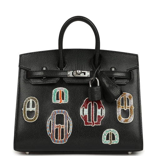 Hermes Birkin Sellier 20 “Bouclerie Moderne Casaque” Black Chevre Chamkila Palladium Hardware