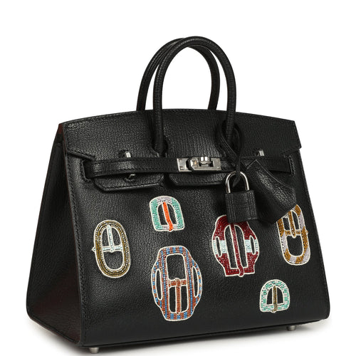 Hermes Birkin Sellier 20 “Bouclerie Moderne Casaque” Black Chevre Chamkila Palladium Hardware
