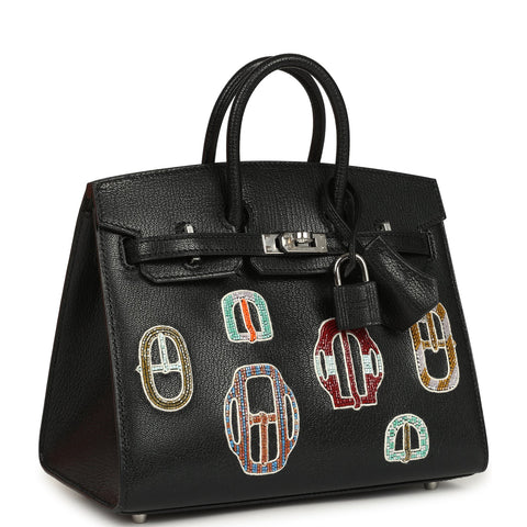 Hermes Birkin Sellier 20 “Bouclerie Moderne Casaque” Black Chevre Chamkila Palladium Hardware