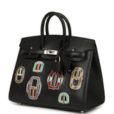 Hermes Birkin Sellier 20 “Bouclerie Moderne Casaque” Black Chevre Chamkila Palladium Hardware - Thumbnail View 5