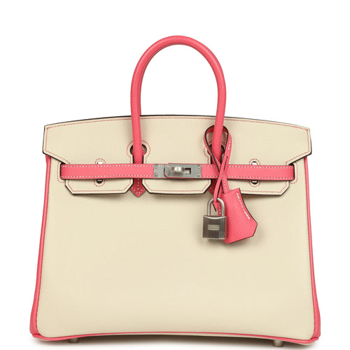 Hermes Special Order (HSS) Birkin 25 Craie and Rose Azalee Epsom Brushed Palladium Hardware