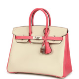 Hermes Special Order (HSS) Birkin 25 Craie and Rose Azalee Epsom Brushed Palladium Hardware