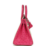 Hermes Special Order (HSS) Birkin 25 Rose Tyrien and Beton Ostrich Permabrass Hardware