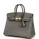 Hermes Birkin 25 Gris Meyer Ostrich Gold Hardware