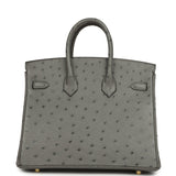 Hermes Birkin 25 Gris Meyer Ostrich Gold Hardware