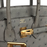 Hermes Birkin 25 Gris Meyer Ostrich Gold Hardware