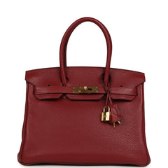 Pre-owned Hermes Birkin 30 Rouge H Togo Gold Hardware