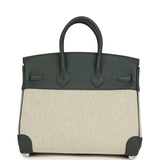 Hermes Birkin 25 Ecru-Vert Amande Toile H Canvas and Vert Mangrove Swift Palladium Hardware