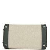 Hermes Birkin 25 Ecru-Vert Amande Toile H Canvas and Vert Mangrove Swift Palladium Hardware