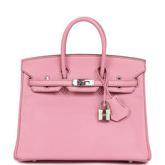 Pre-owned Hermes Birkin 25 Bubblegum Chevre Mysore Palladium Hardware