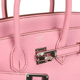 Pre-owned Hermes Birkin 25 Bubblegum Chevre Mysore Palladium Hardware