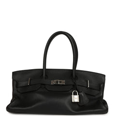 Vintage Hermes Shoulder Birkin 42 JPG Black Clemence Palladium Hardware