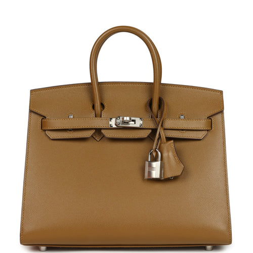 Pre-owned Hermes Birkin Sellier 25 Bronze Dore Madame Palladium Hardware
