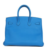 Pre-owned Hermes Birkin 35 Bleu Hydra Clemence Gold Hardware - Thumbnail View 4