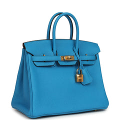 Hermes Birkin 25 Bleu Zanzibar Togo Gold Hardware