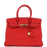 Pre-owned Hermes Birkin 30 Rouge de Coeur Togo Gold Hardware