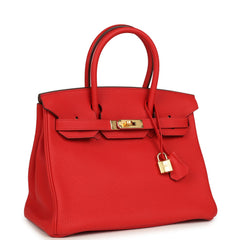 Pre-owned Hermes Birkin 30 Rouge de Coeur Togo Gold Hardware