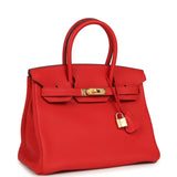 Pre-owned Hermes Birkin 30 Rouge de Coeur Togo Gold Hardware
