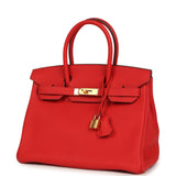 Pre-owned Hermes Birkin 30 Rouge de Coeur Togo Gold Hardware