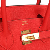 Pre-owned Hermes Birkin 30 Rouge de Coeur Togo Gold Hardware