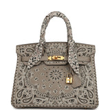 Pre-owned Hermes Jay Ahr Birkin 30 Gris Asphalte Epsom Bandana Embroidery Gold Hardware - Thumbnail View 1